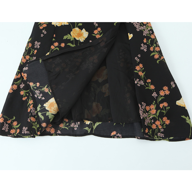 French Vintage Floral Midi Dress - YENKYE 프랑스 스타일 빈티지 꽃 프린트