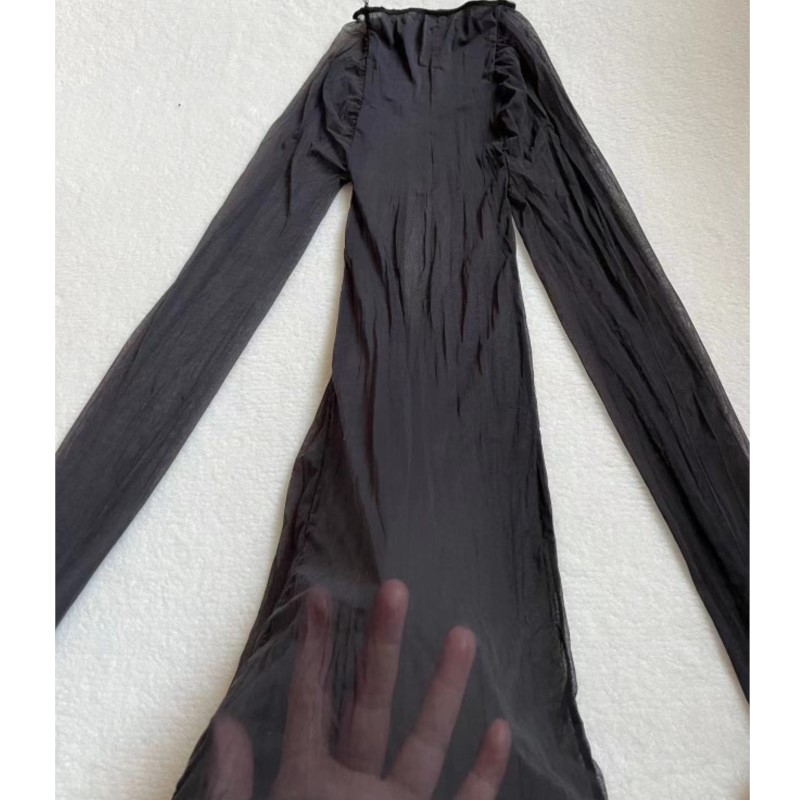 Sexy Mesh Sheer Bodycon Dress - 투명하고 매끄러운 섹시 바디스타킹, 신축성 있는