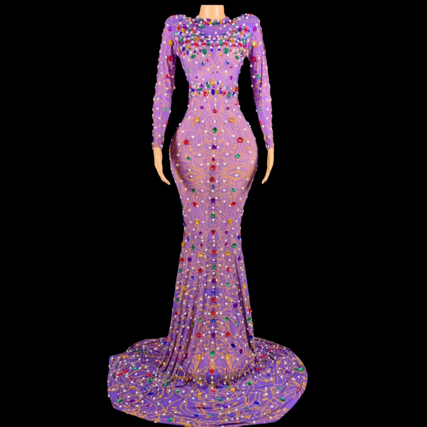 반짝 이는 라인 석 보라색 인어 드레스 하이 엔드 클럽 - Sparkly Rhinestone Club Party Dress 리뷰 및 가격