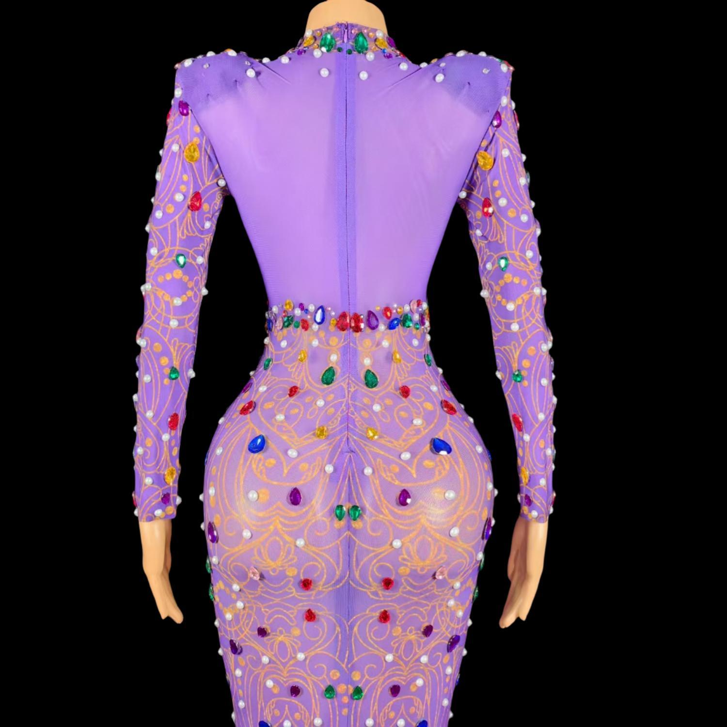 반짝 이는 라인 석 보라색 인어 드레스 하이 엔드 클럽 - Sparkly Rhinestone Club Party Dress 리뷰 및 가격