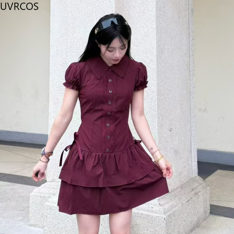일본 프레피 스타일 로리타 드레스 여성 빈티지 스위트  - Korean Style A Line Shirt Dress 리뷰 및 가격