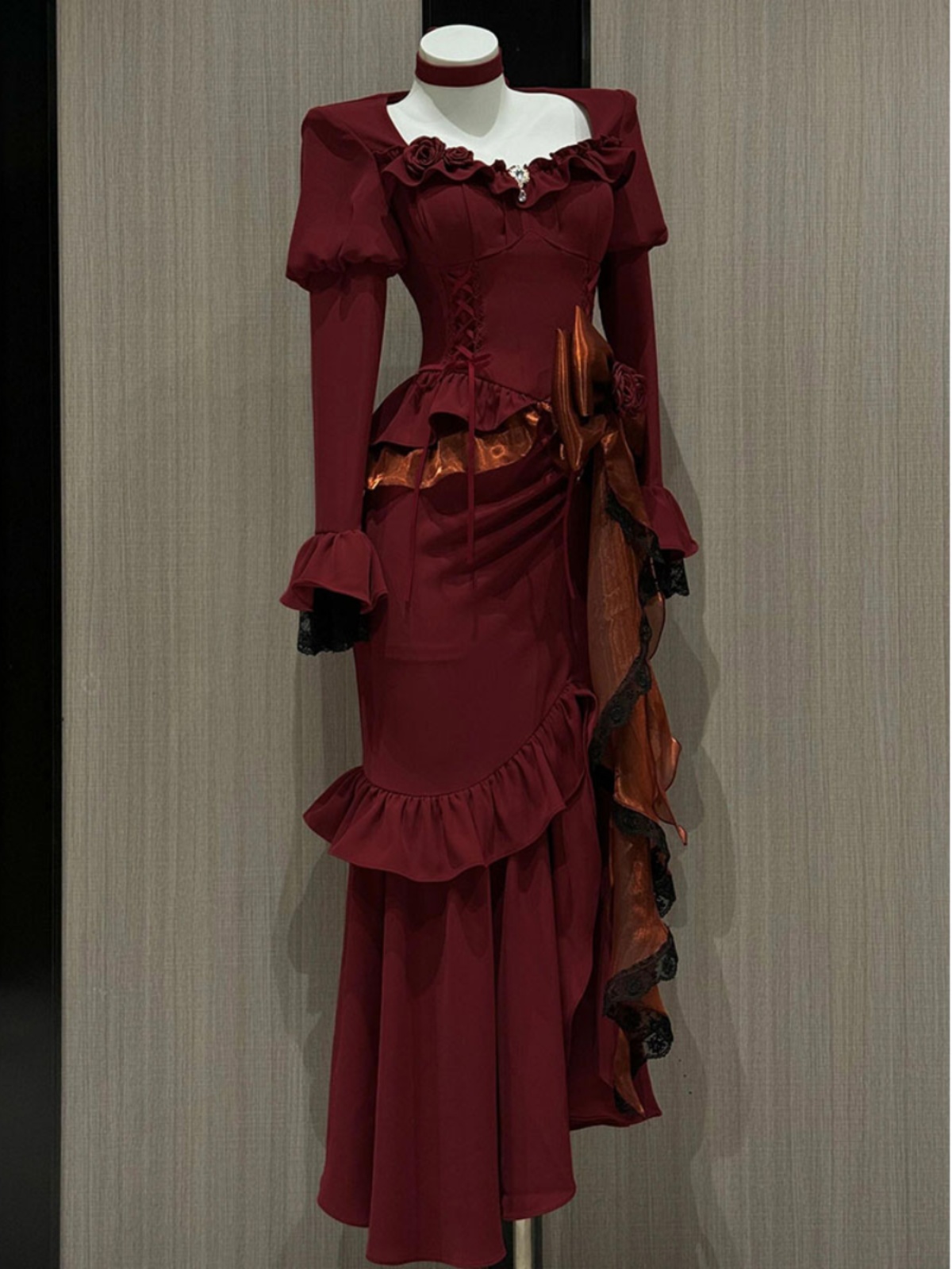 봄 레드 빈티지 드레스 여성 레이스 프랑스어 레트로 우 - French Vintage Floral Midi Dress 리뷰 및 가격