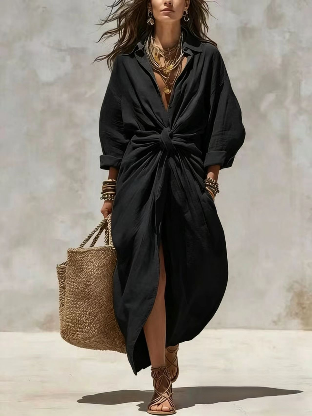 보헤미안 스타일 화이트 린넨 코튼 셔츠 드레스 긴팔 하 - Boho Summer Beach Maxi Dress 리뷰 및 가격