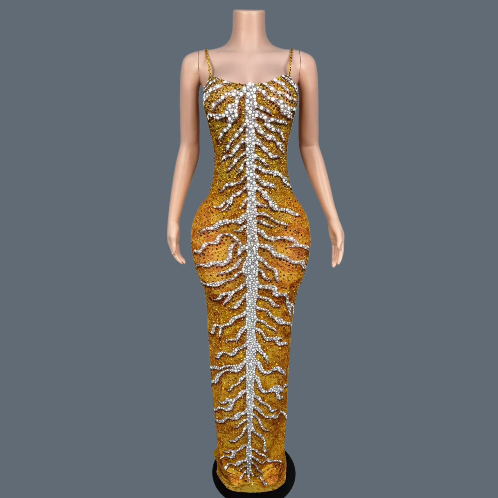 럭셔리 라인스톤 반짝이 스판덱스 우아한 롱 드레스 여성 - Sparkly Rhinestone Club Party Dress 리뷰 및 가격