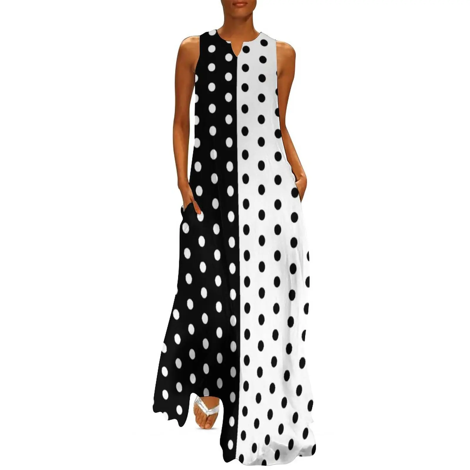 레트로 두 톤 드레스 봄 블랙 화이트 도트 스트리트웨어 - Boho Summer Beach Maxi Dress 리뷰 및 가격